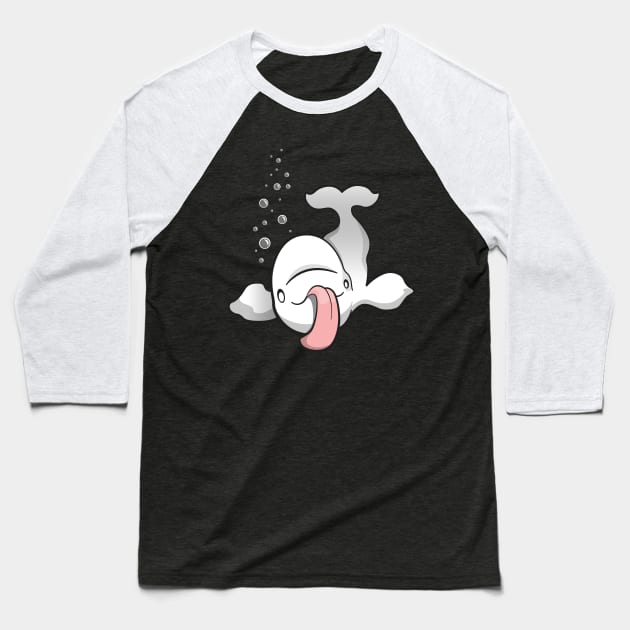 Crazy Beluga Baseball T-Shirt by slugbunny